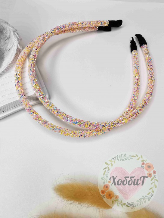 Ободок с крупными блестками (мультиколор светлый)